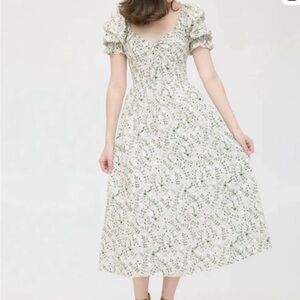 Hill House Green Floral Midi Dress